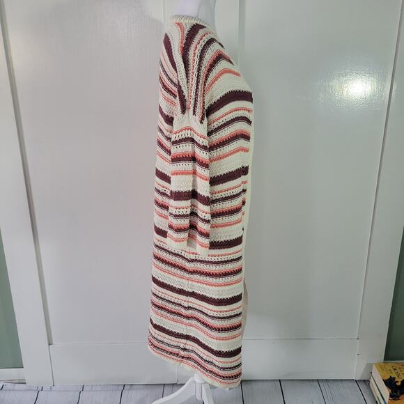Torrid Size 2 Kimono Cardigan - Cotton Multi Stripes 3/4 Sleeve Drop Shoulder - Picture 3 of 10